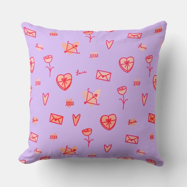 Coussin Notes d'amour et douceurs de la Saint-Valentin Cou (Recto)