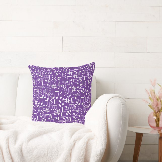 Coussin Notes de musique blanches dansantes Amateurs de mu (Canapé)