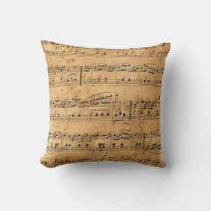 Coussin Notes de musique de style ancien avec fond de parc