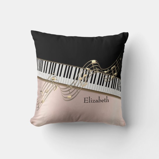 Coussin Notes de musique d'or moderne, Touches de piano Ro (Recto)