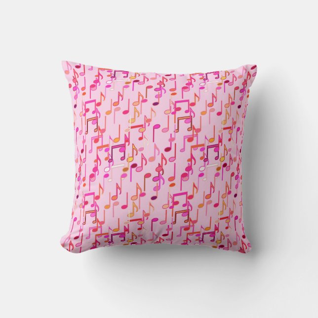 Coussin Notes de musique imprimées - rose, multicolore (Recto)
