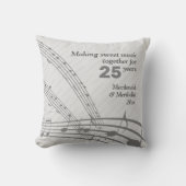 Coussin Notes de musique | Moderne | 25e Mariage ARGENT (Recto)
