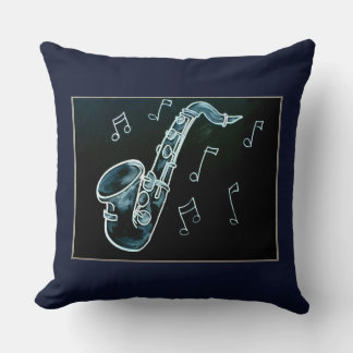 Coussin Notes de saxophone et de musique