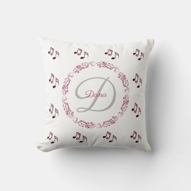 Coussin Notes musicales de Roses Vintages Monogram Pink (Recto)