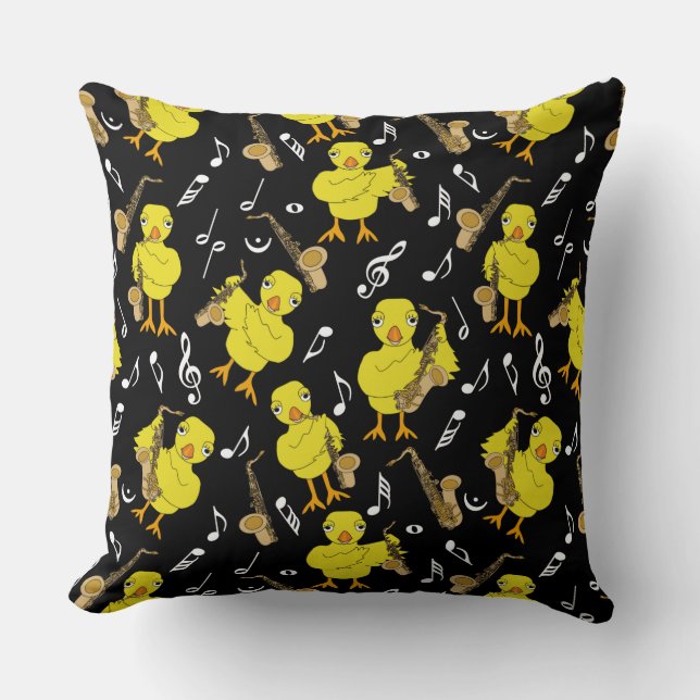 Coussin Notes musicales de Sax Chick Saxophones (Recto)