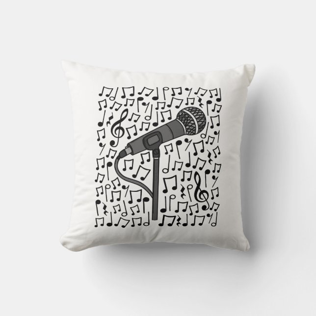 Coussin Notes musicales du microphone, professeur de musiq (Recto)