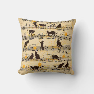Coussin Notes musicales et chatons