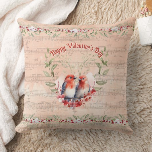 Coussin Notes musicales et Inséparables intemporels de Val (Couverture)