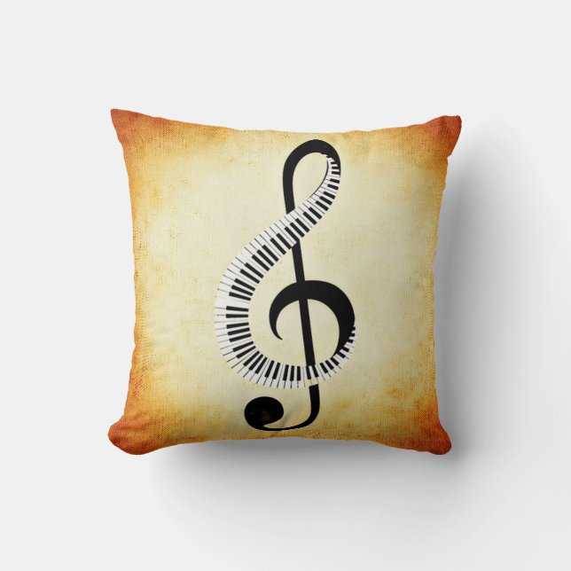 Coussin Notes musicales et touches de piano Lancer l'oreil (Recto)