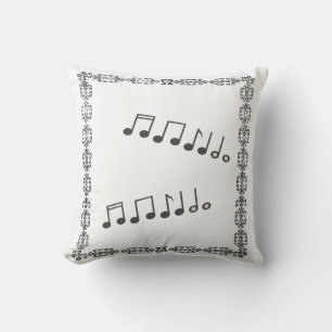 Coussin Notes musicales noires et blanches élégantes Couss