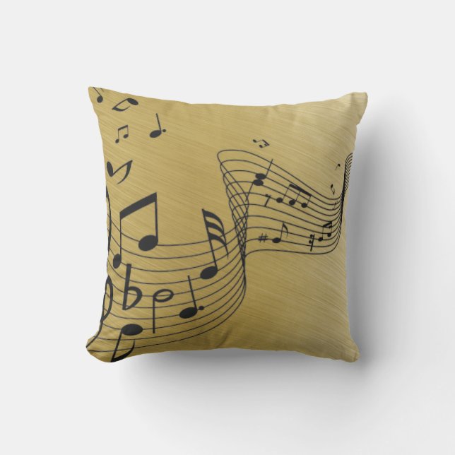 Coussin Notes musicales Or brossé (Recto)