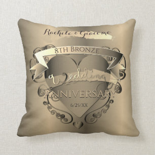 Coussin "Notre 8e anniversaire de Mariage de bronze"+Photo
