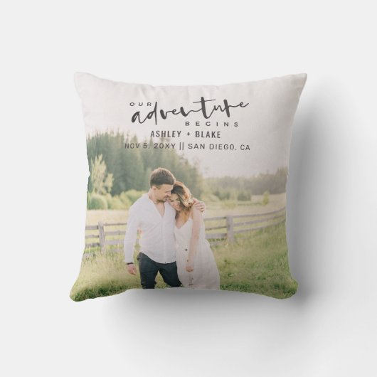 Coussin Notre aventure commence Script Photo Enregistrer l (Verso)