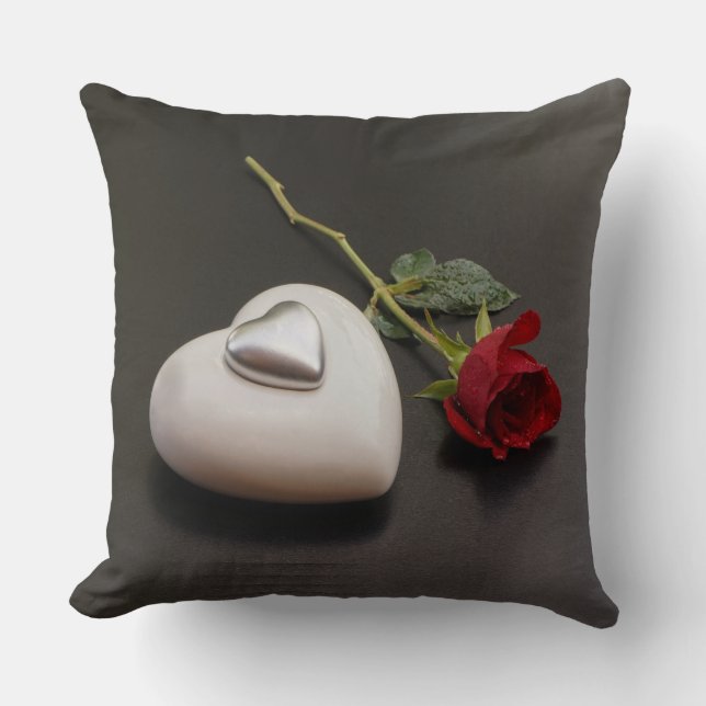 Coussin Notre Coeur & Rose Saint Valentin Jouer l'oreiller (Recto)