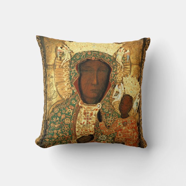Coussin Notre-Dame de Czestochowa Black Madonna Pologne do (Recto)