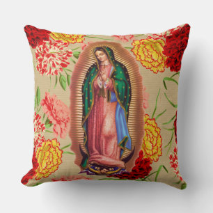 Coussin Notre-Dame de Guadalupe Vierge Mexicaine Marie Sai