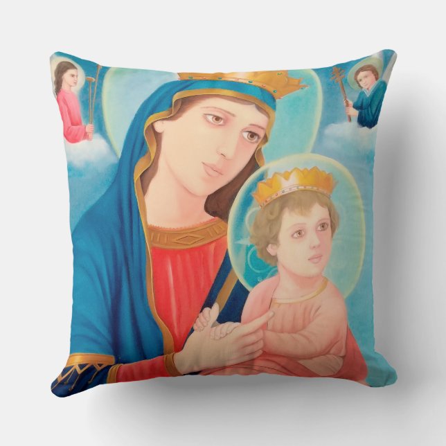 Coussin Notre-Dame de Perpétuel aide catholique (Verso)