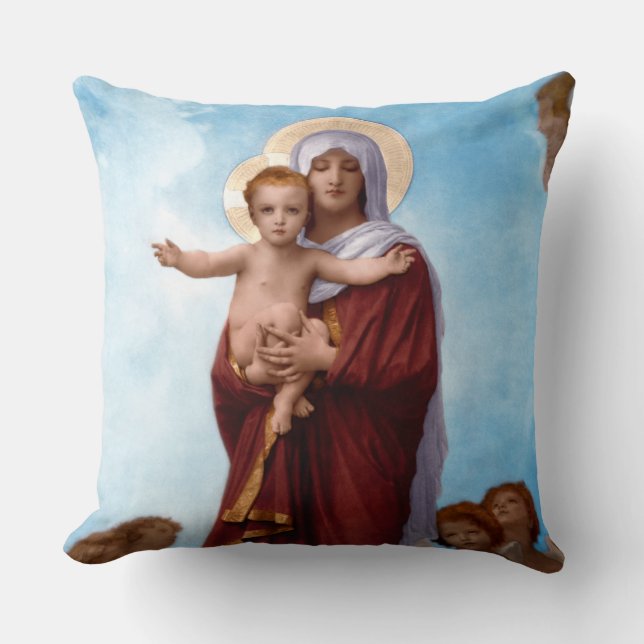Coussin Notre-Dame des Anges par William Bouguereau (Recto)