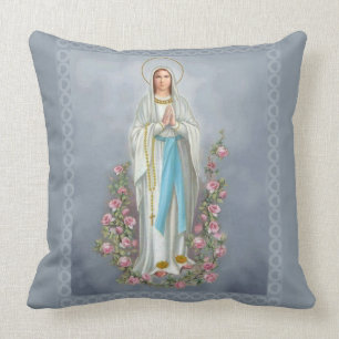 Coussin Notre Madame des roses de Vierge Marie de chapelet