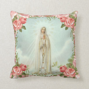 Coussin Notre Madame des roses roses de Fatima