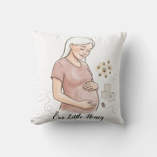Coussin Notre Petit Miel Annonce de Grossesse Adorable (Recto)