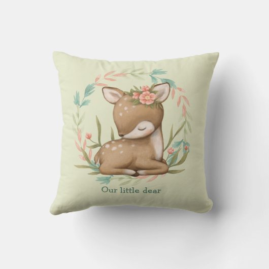Coussin Notre petite chère nursery pour bébé faon (Verso)