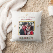 Coussin Notre premier Mariage photo floral de Noël (Couverture)