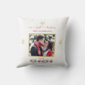 Coussin Notre premier Mariage photo floral de Noël (Verso)