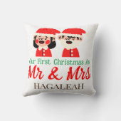 Coussin Notre premier Noël en tant que M. et Mme Nouveaux (Verso)