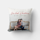 Coussin Notre premier Noël en tant que M. et Mme Photo (Recto)