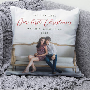 Coussin Notre premier Noël en tant que Monsieur et Madame