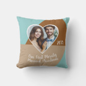 Coussin Notre premier Noël joyeusement mariés Photo person (Recto)