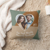 Coussin Notre premier Noël joyeusement mariés Photo person (Couverture)