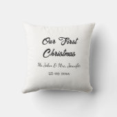 Coussin Notre premier Noël M et Mme nom date (Verso)
