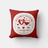Coussin "Notre premier Saint-Valentin" M. et Mme. (Recto)