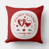 Coussin "Notre premier Saint-Valentin" personnalisé M. et (Recto)