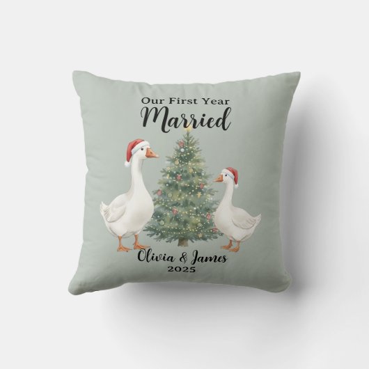 Coussin Notre première année de mariage Canard de Noël per (Verso)