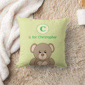 Coussin Noun ours en peluche initial enfants vert (Couverture)