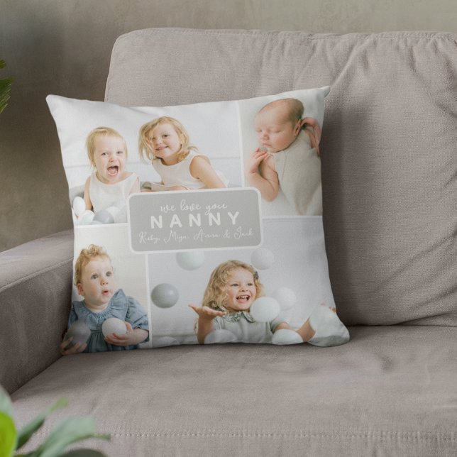 Coussin Nounou Moderne 4 Photo Gris (Créateur téléchargé)