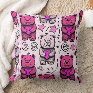 Coussin Nounours avec coeurs et rose - Saint-Valentin (6)