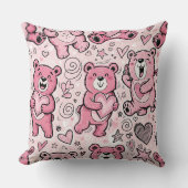 Coussin Nounours avec des coeurs et rose - Saint-Valentin (Recto)