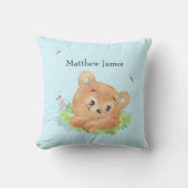 Coussin Nounours bébé garçon bleu jeté (Recto)