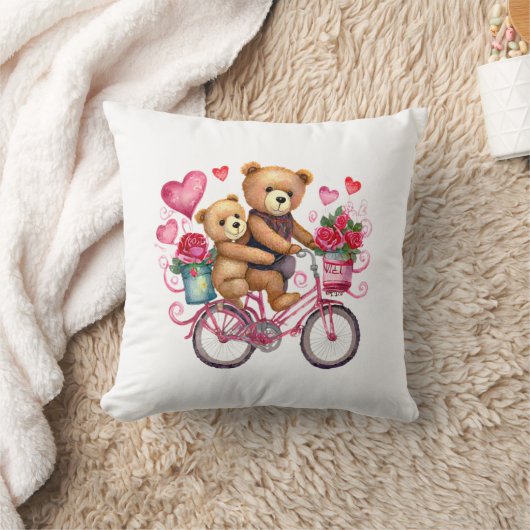 Coussin Nounours de Saint Valentin à vélo (Couverture)