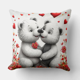 Coussin Nounours en peluche avec amour