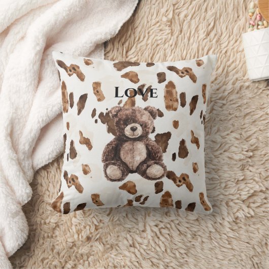 Coussin Nounours en peluche marron chocolat mignon (Couverture)