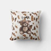 Coussin Nounours en peluche marron chocolat mignon (Recto)