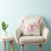 Coussin Nounours en peluche rose bébé (Chaise)