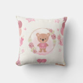Coussin Nounours en peluche rose bébé (Recto)
