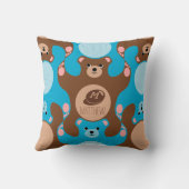 Coussin Nounours marron bleu Monogramme Enfant Carré Couss (Verso)