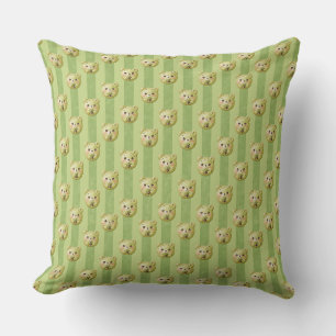 Coussin Nounours Ours en Teddy Vert Matcha et Rayures